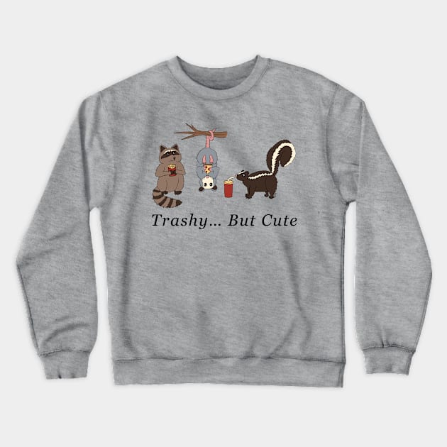 Trashy But Cute - Raccoon, Opossum, & Skunk Crewneck Sweatshirt by EcoElsa